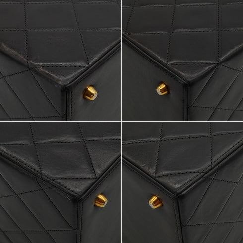 VINTAGE CHANEL MATELASSE VANITY CHAIN HAND BAG BLACK LAMB SKIN GOLD HARDWARE 90341897