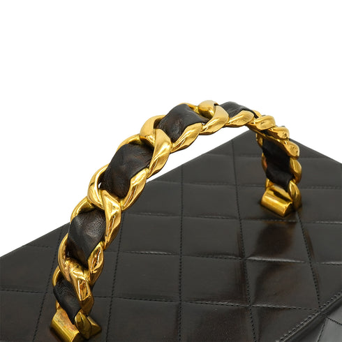 VINTAGE CHANEL MATELASSE VANITY CHAIN HAND BAG BLACK LAMB SKIN GOLD HARDWARE 90341897