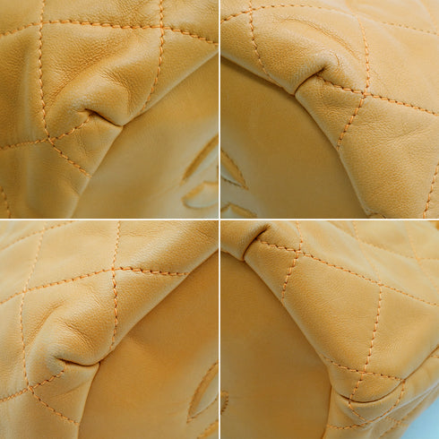 VINTAGE CHANEL MATELLASSE CHAIN SHOULDER BAG YELLOW LAMB SKIN GOLD HARDWARE 90347832