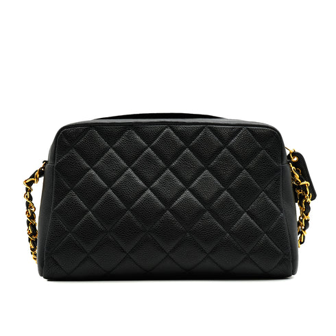 VINTAGE CHANEL MATERASSE CHAIN SHOULDER BAG BLACK CAVIAR SKIN GOLD HARDWARE 90343331