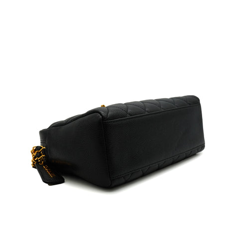 VINTAGE CHANEL MATERASSE CHAIN SHOULDER BAG BLACK CAVIAR SKIN GOLD HARDWARE 90343331