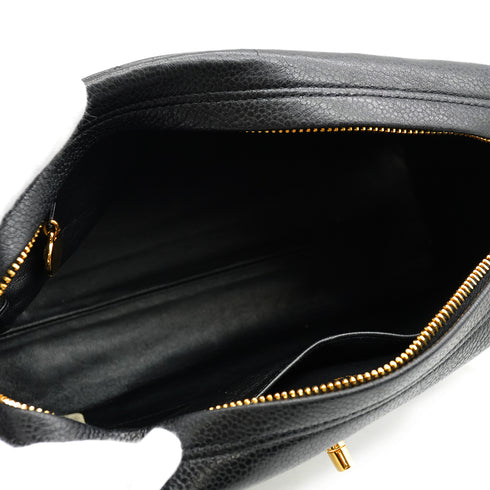 VINTAGE CHANEL MATERASSE CHAIN SHOULDER BAG BLACK CAVIAR SKIN GOLD HARDWARE 90343331