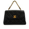 VINTAGE CHANEL MATERASSE CHAIN SHOULDER BAG BLACK LAMB SKIN GOLD HARDWARE 90340149