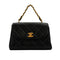VINTAGE CHANEL MATERASSE CHAIN SHOULDER BAG BLACK LAMB SKIN GOLD HARDWARE 90340149