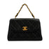 VINTAGE CHANEL MATERASSE CHAIN SHOULDER BAG BLACK LAMB SKIN GOLD HARDWARE 90340149