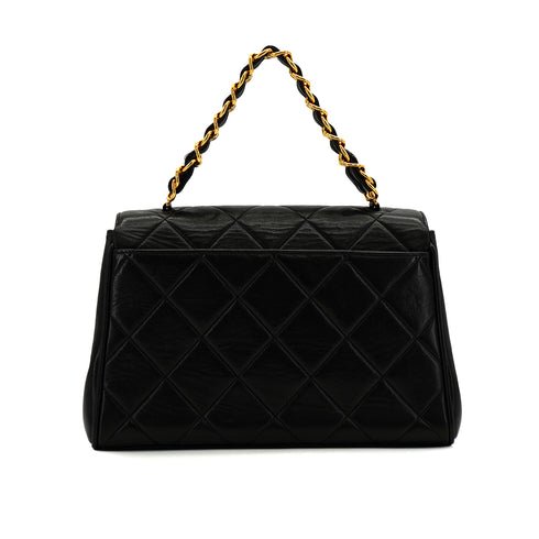VINTAGE CHANEL MATERASSE CHAIN SHOULDER BAG BLACK LAMB SKIN GOLD HARDWARE 90340149