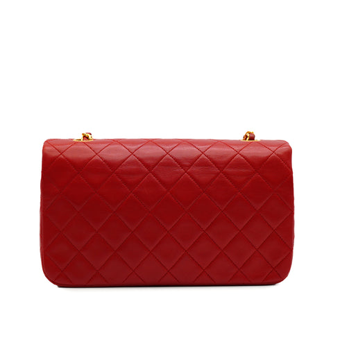 VINTAGE CHANEL MATERASSE FULL FLAP CHAIN SHUOLDER BAG RED LAMB SKIN GOLD HARDWARE 90346116