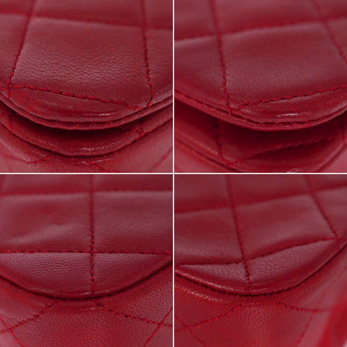 VINTAGE CHANEL MATERASSE FULL FLAP CHAIN SHUOLDER BAG RED LAMB SKIN GOLD HARDWARE 90346116