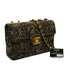 VINTAGE CHANEL MAXI 34 CHAIN SHOULDER BAG BLACK JACQUARD GOLD HARDWARE 90328694