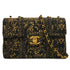 VINTAGE CHANEL MAXI 34 CHAIN SHOULDER BAG BLACK JACQUARD GOLD HARDWARE 90328694