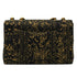 VINTAGE CHANEL MAXI 34 CHAIN SHOULDER BAG BLACK JACQUARD GOLD HARDWARE 90328694