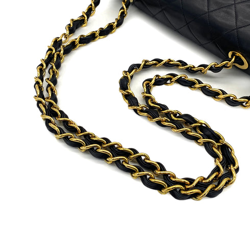 VINTAGE CHANEL MAXI MATELASSE 34 CHAIN SHOULDER BAG BLACK LAMB SKIN GOLD HARDWARE 90321152