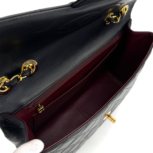 VINTAGE CHANEL MAXI MATELASSE 34 CHAIN SHOULDER BAG BLACK LAMB SKIN GOLD HARDWARE 90322910