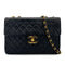 VINTAGE CHANEL MAXI MATELASSE 34 CHAIN SHOULDER BAG BLACK LAMB SKIN GOLD HARDWARE 90323980