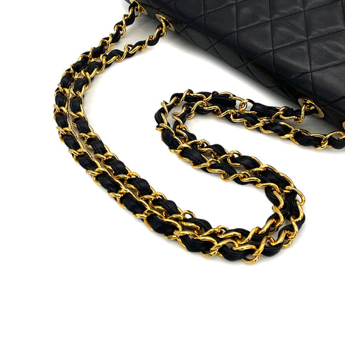 VINTAGE CHANEL MAXI MATELASSE 34 CHAIN SHOULDER BAG BLACK LAMB SKIN GOLD HARDWARE 90323980