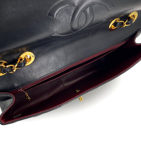 VINTAGE CHANEL MAXI MATELASSE 34 CHAIN SHOULDER BAG BLACK LAMB SKIN GOLD HARDWARE 90323980
