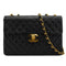 VINTAGE CHANEL MAXI MATELASSE 34 CHAIN SHOULDER BAG BLACK LAMB SKIN GOLD HARDWARE 90331293