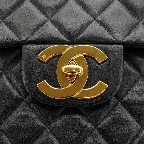 VINTAGE CHANEL MAXI MATELASSE 34 CHAIN SHOULDER BAG BLACK LAMB SKIN GOLD HARDWARE 90331859