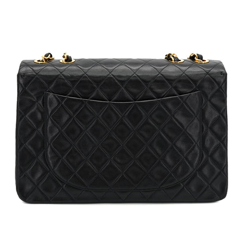VINTAGE CHANEL MAXI MATELASSE 34 CHAIN SHOULDER BAG BLACK LAMB SKIN GOLD HARDWARE 90333719
