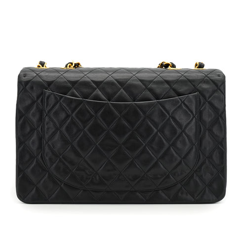 VINTAGE CHANEL MAXI MATELASSE 34 CHAIN SHOULDER BAG BLACK LAMB SKIN GOLD HARDWARE 90333183