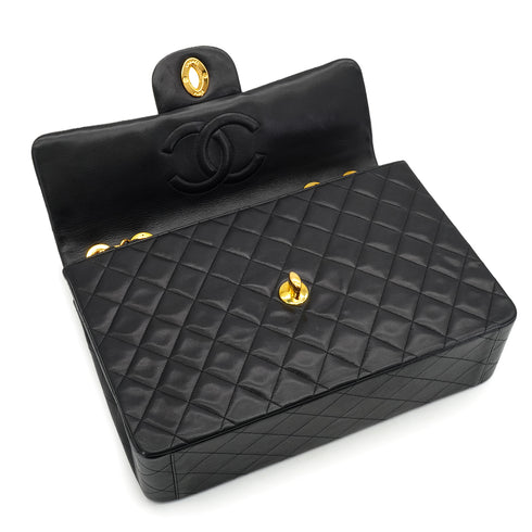 VINTAGE CHANEL MAXI MATELASSE 34 CHAIN SHOULDER BAG BLACK LAMB SKIN GOLD HARDWARE 90333183