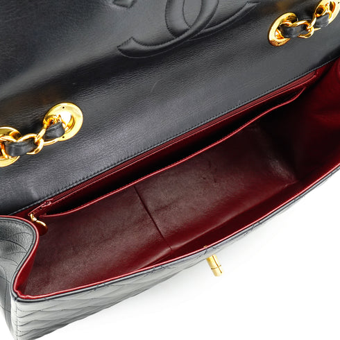VINTAGE CHANEL MAXI MATELASSE 34 CHAIN SHOULDER BAG BLACK LAMB SKIN GOLD HARDWARE 90333183