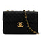 VINTAGE CHANEL MAXI MATELASSE 34 CHAIN SHOULDER BAG BLACK LAMB SKIN GOLD HARDWARE 90339153