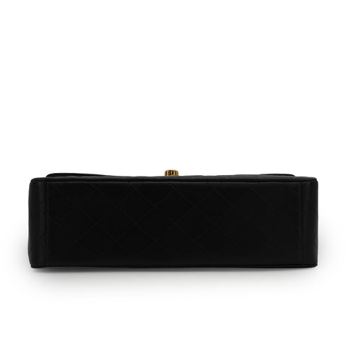 VINTAGE CHANEL MAXI MATELASSE 34 CHAIN SHOULDER BAG BLACK LAMB SKIN GOLD HARDWARE 90339153