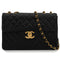 VINTAGE CHANEL MAXI MATELASSE 34 CHAIN SHOULDER BAG BLACK LAMB SKIN GOLD HARDWARE 90340137