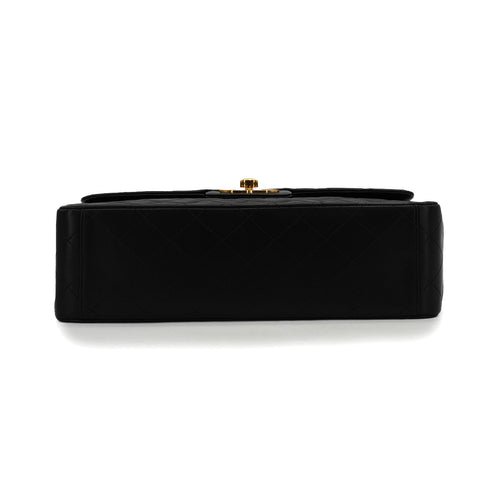 VINTAGE CHANEL MAXI MATELASSE 34 CHAIN SHOULDER BAG BLACK LAMB SKIN GOLD HARDWARE 90340137