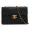 VINTAGE CHANEL MAXI MATELASSE 34 CHAIN SHOULDER BAG BLACK LAMB SKIN GOLD HARDWARE 90340140