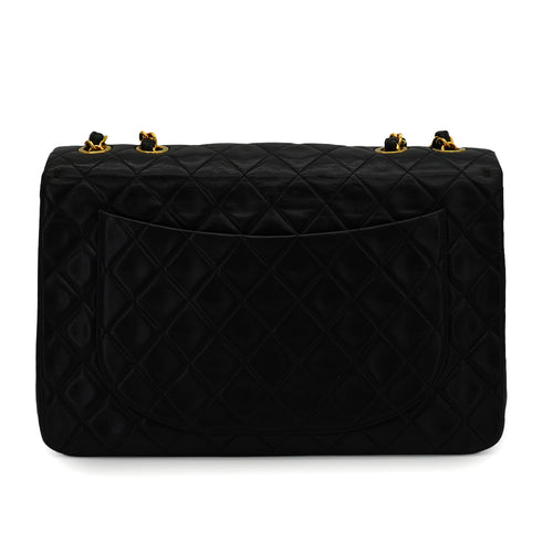 VINTAGE CHANEL MAXI MATELASSE 34 CHAIN SHOULDER BAG BLACK LAMB SKIN GOLD HARDWARE 90340504