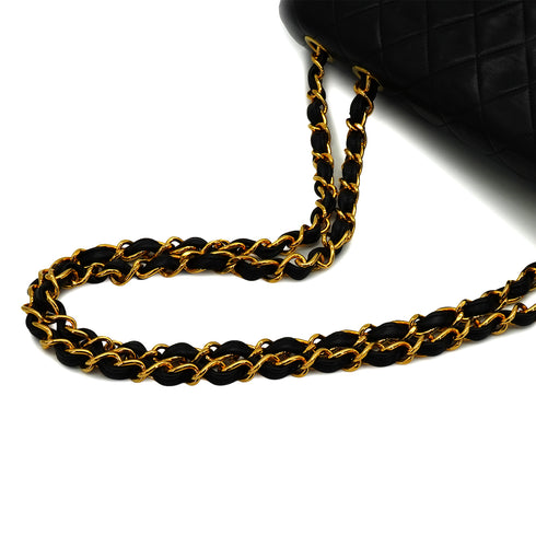 VINTAGE CHANEL MAXI MATELASSE 34 CHAIN SHOULDER BAG BLACK LAMB SKIN GOLD HARDWARE 90340504