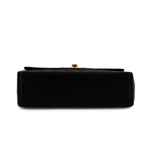 VINTAGE CHANEL MAXI MATELASSE 34 CHAIN SHOULDER BAG BLACK LAMB SKIN GOLD HARDWARE 90341895