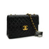 VINTAGE CHANEL MAXI MATELASSE 34 CHAIN SHOULDER BAG BLACK LAMB SKIN GOLD HARDWARE 90343417
