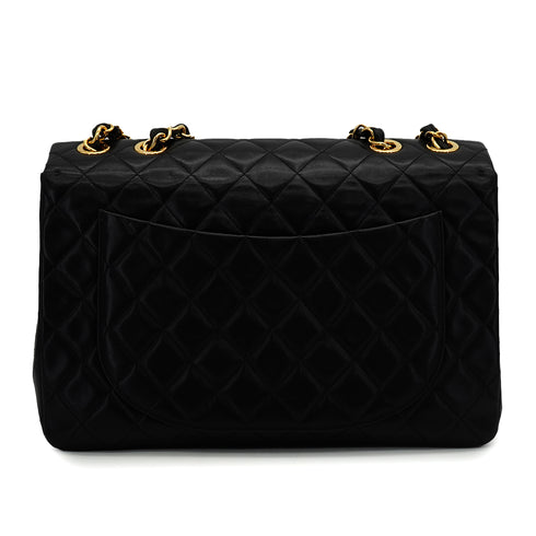 VINTAGE CHANEL MAXI MATELASSE 34 CHAIN SHOULDER BAG BLACK LAMB SKIN GOLD HARDWARE 90344383