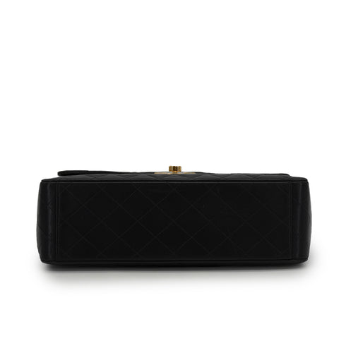 VINTAGE CHANEL MAXI MATELASSE 34 CHAIN SHOULDER BAG BLACK LAMB SKIN GOLD HARDWARE 90344383