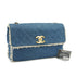 VINTAGE CHANEL MAXI MATELASSE 34 CHAIN SHOULDER BAG BLUE DENIM GOLD HARDWARE 90335141