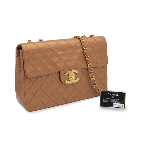 VINTAGE CHANEL MAXI MATELASSE 34 CHAIN SHOULDER BAG GOLD LAMB SKIN GOLD HARDWARE 90323205