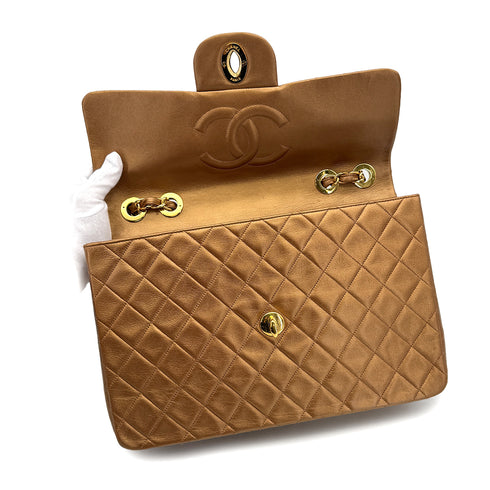VINTAGE CHANEL MAXI MATELASSE 34 CHAIN SHOULDER BAG GOLD LAMB SKIN GOLD HARDWARE 90323205