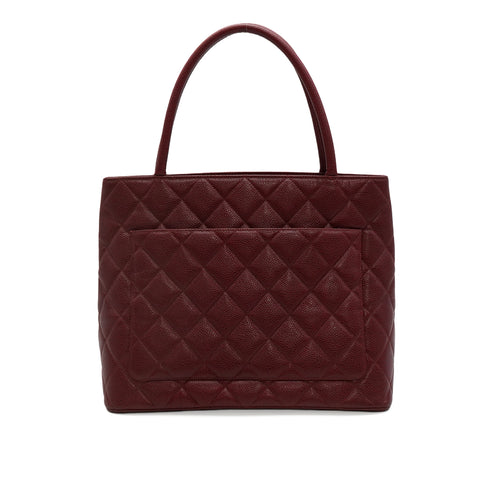 VINTAGE CHANEL MEDALLION TOTE BAG BORDEAUX CAVIAR SKIN GOLD HARDWARE 90344386