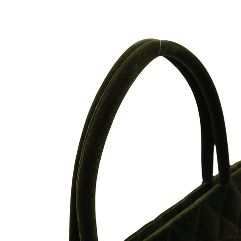 VINTAGE CHANEL MEDALLION TOTE BAG KHAKI VELOUR GOLD HARDWARE 90346145