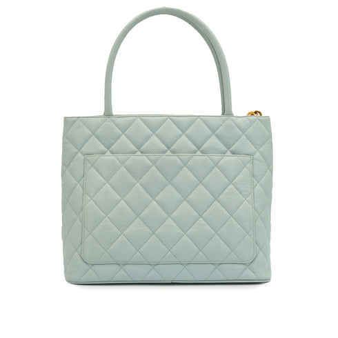 VINTAGE CHANEL MEDALLION TOTE BAG LIGHT BLUE CAVIAR SKIN 90335496