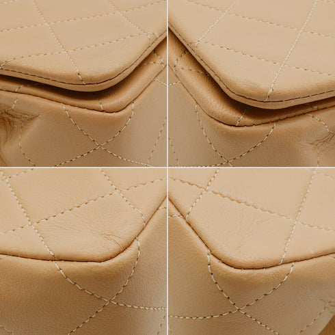 VINTAGE CHANEL FULL FLAP CHAIN SHUOLDER BAG BEIGE LAMB SKIN GOLD HARDWARE 90341849