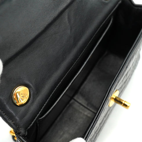 VINTAGE CHANEL MINI CHAIN SHOULDER BAG BLACK CROCODILE GOLD HARDWARE 90312697