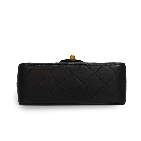VINTAGE CHANEL MINI CHAIN SHOULDER BAG BLACK LAMB SKIN GOLD HARDWARE 90338885