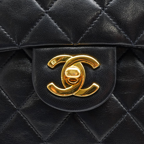 VINTAGE CHANEL MINI CHAIN SHOULDER BAG BLACK LAMB SKIN GOLD HARDWARE 90338885
