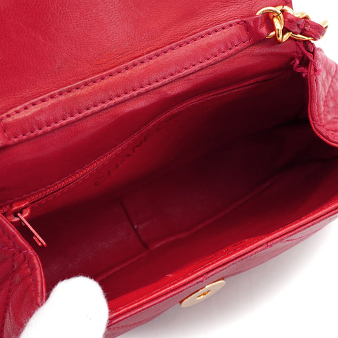 VINTAGE CHANEL MINI COCOMARK MATERASSE CHAIN SHOULDER BAG RED LAMB SKIN GOLD HARDWARE 90341913