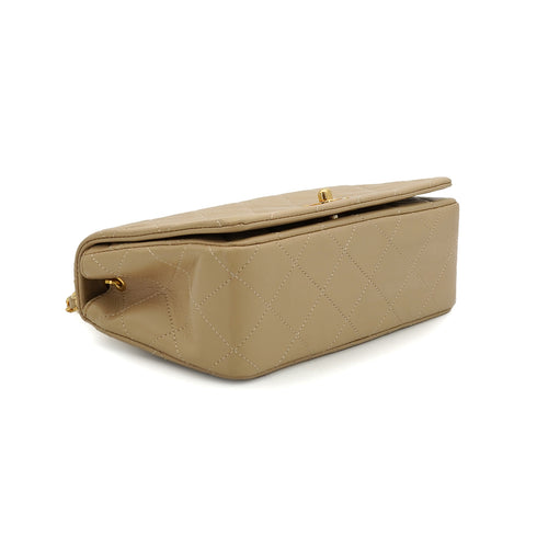 VINTAGE CHANEL MINI FULL FLAP CHAIN SHUOLDER BAG BEIGE LAMB SKIN GOLD HARDWARE 90339937