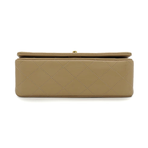 VINTAGE CHANEL MINI FULL FLAP CHAIN SHUOLDER BAG BEIGE LAMB SKIN GOLD HARDWARE 90339937